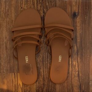 TKEES Women's Multi-Strap Slide Sandals in Cognac Brown